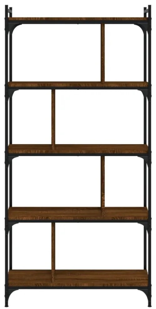 5 szintes barna tölgyszínű fa könyvespolc 76 x 32 x 158 cm