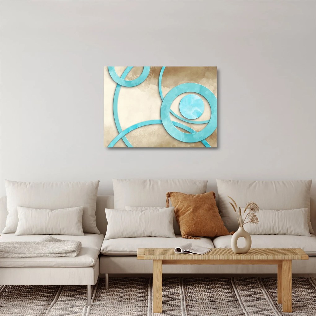 Kép - Kék körök akvarell (üvegen) (70x50 cm)