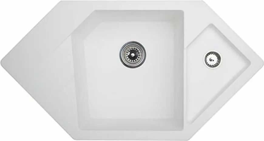Diamond Metalac 191593 Gránit Sarok Mosogatótálca - Design, Fehér