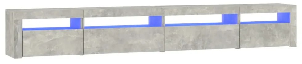 betonszürke TV-szekrény LED lámpákkal 270x35x40 cm