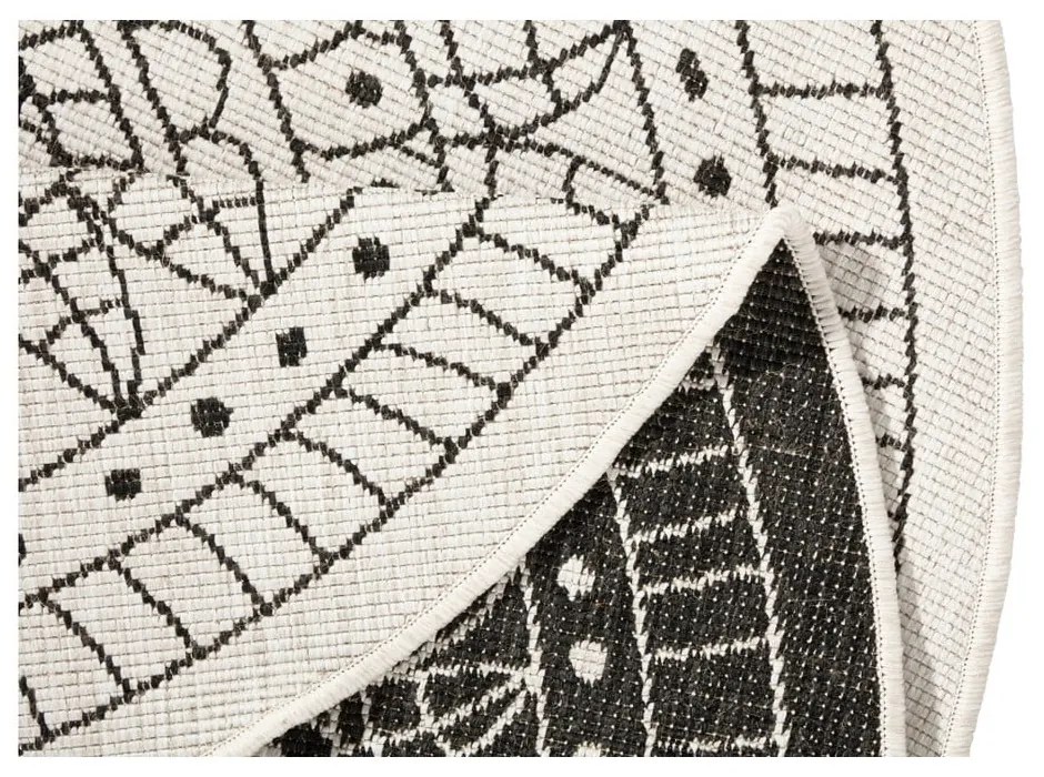 Porto fekete-krémszínű kültéri szőnyeg, ø 200 cm - NORTHRUGS