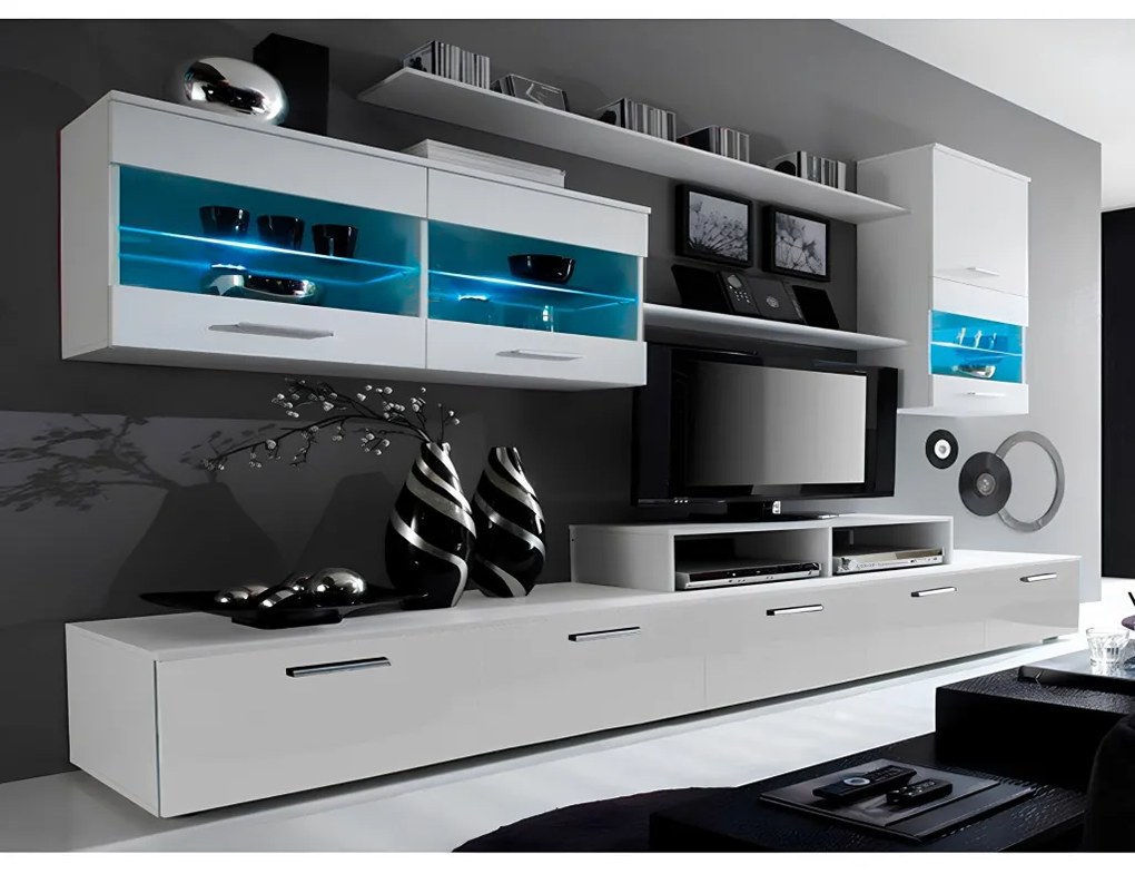 Nappali sor LED világítással, fehér/fehér- extra magas fényű HG, LEO