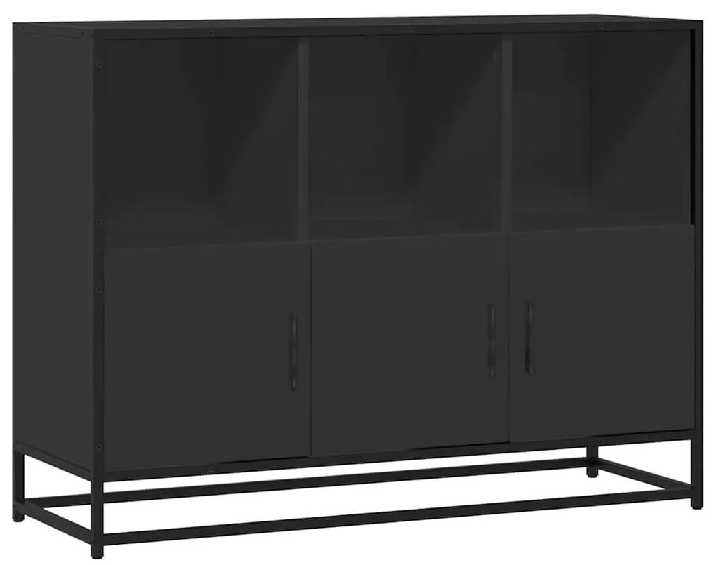 fekete szerelt fa tálalószekrény 100x35x76 cm