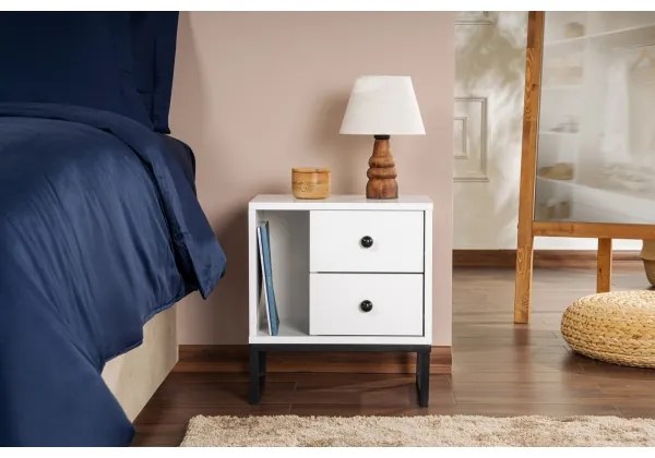 Éjjeliszekrény GLIMMER 50x45,2 cm fehér/fekete