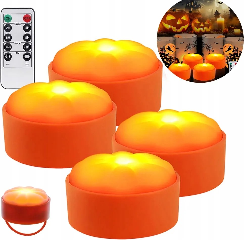 Lampion Led Lámpás Dekoráció Függő Halloween Sütőtök Szett 4 db-os