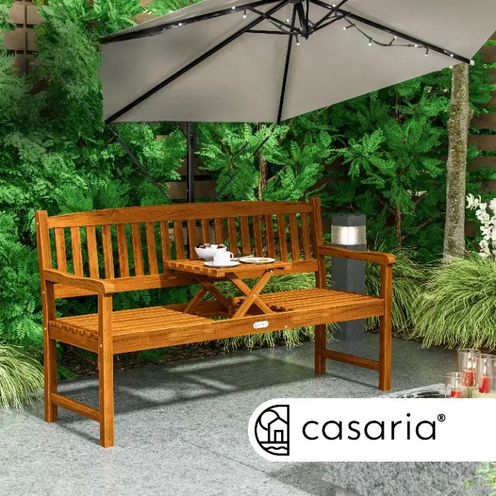 Deuba Kerti pad asztalkával 153 cm - eukaliptusz