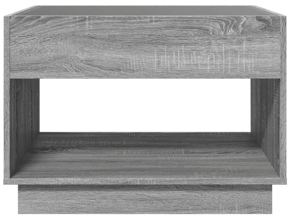szürke sonoma végtelen hatású LED-es dohányzóasztal 70x50x50 cm