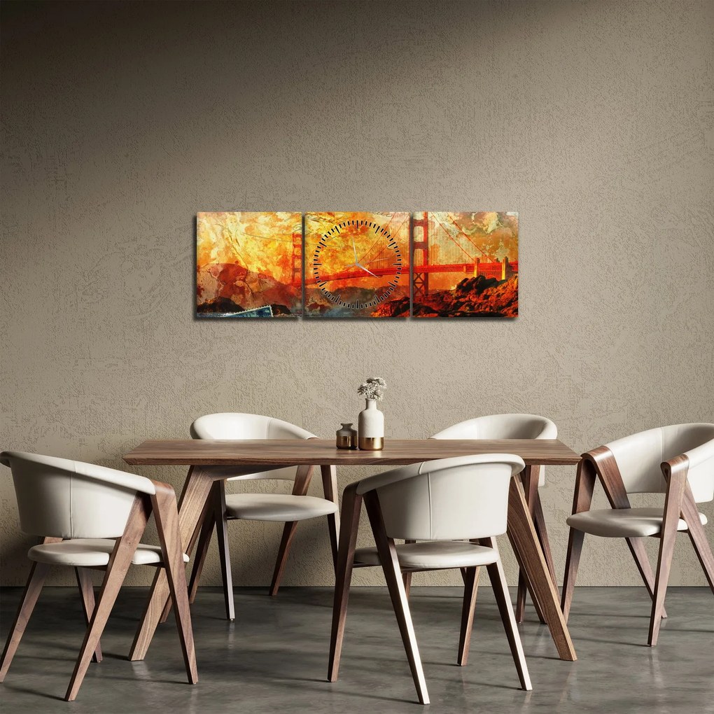 Kép - Golden Gate, San Francisco, Kalifornia (órával) (90x30 cm)