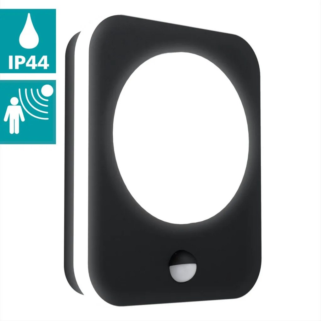 EGLO 99584 MADRIZ Fali Lámpa Mozgásérzékelővel Fehér, Fekete LED IP44