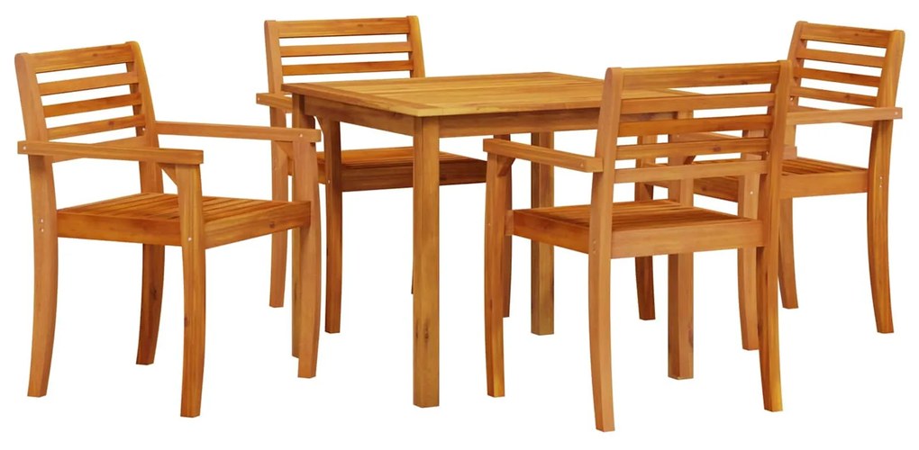 vidaXL Kert étkező szett 5 pcs Barna Tömör Akácfa