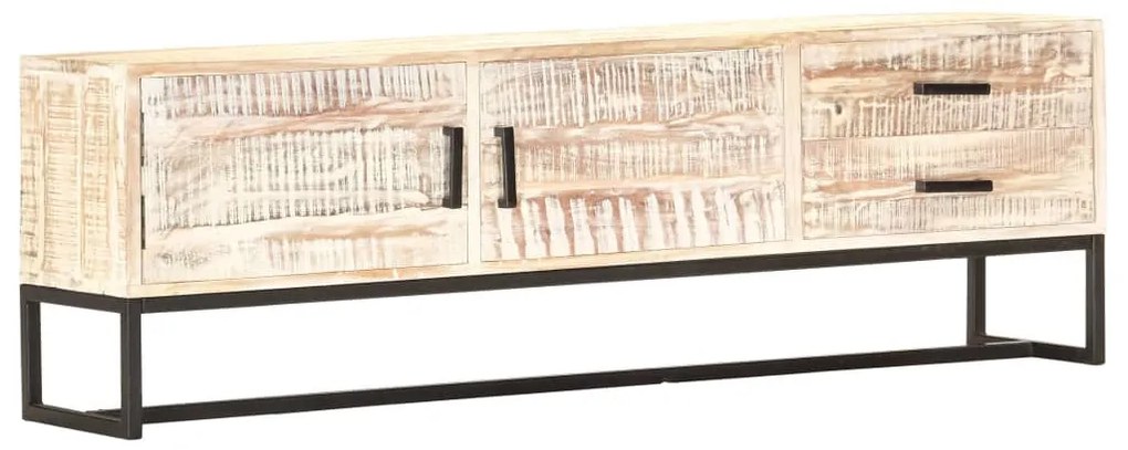 fehér tömör akácfa TV-szekrény 140 x 30 x 45 cm