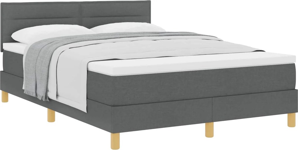 vidaXL Boxrugós ágy matracmal Sötétszürke 140 x 190 cm szövet