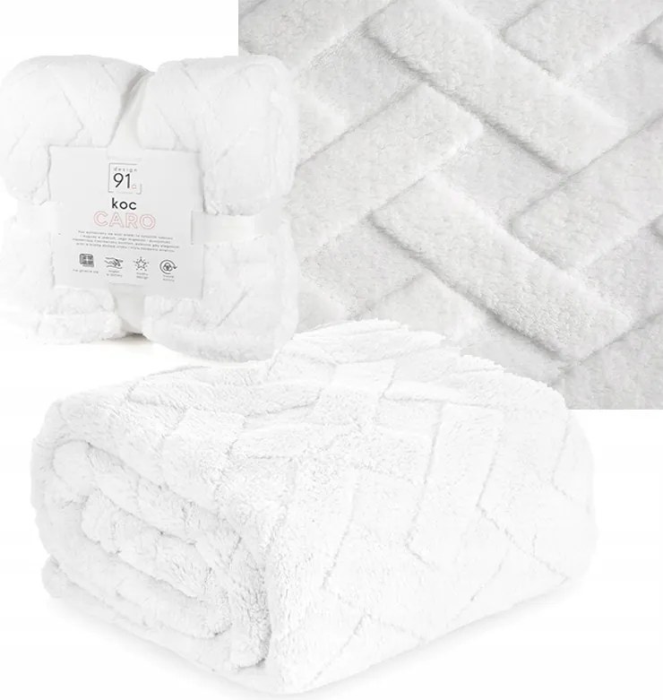 Caro Ágytakaró Takaró 170x210 Meleg Fehér Puha Bolyhos