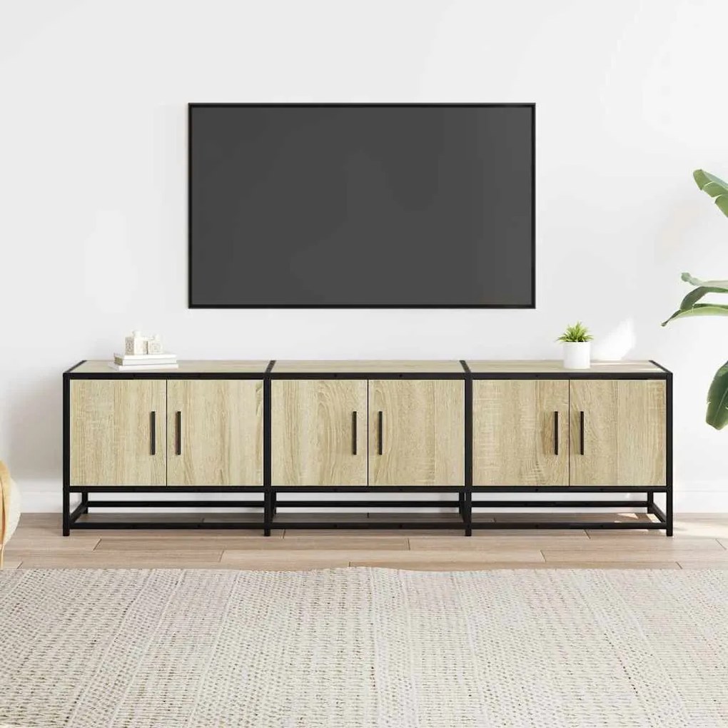 sonoma tölgy színű szerelt fa és fém TV-szekrény 150x35x41 cm