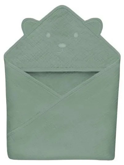 Lionelo - Gyerek kapucnis muszlin törölköző Zöld erdő