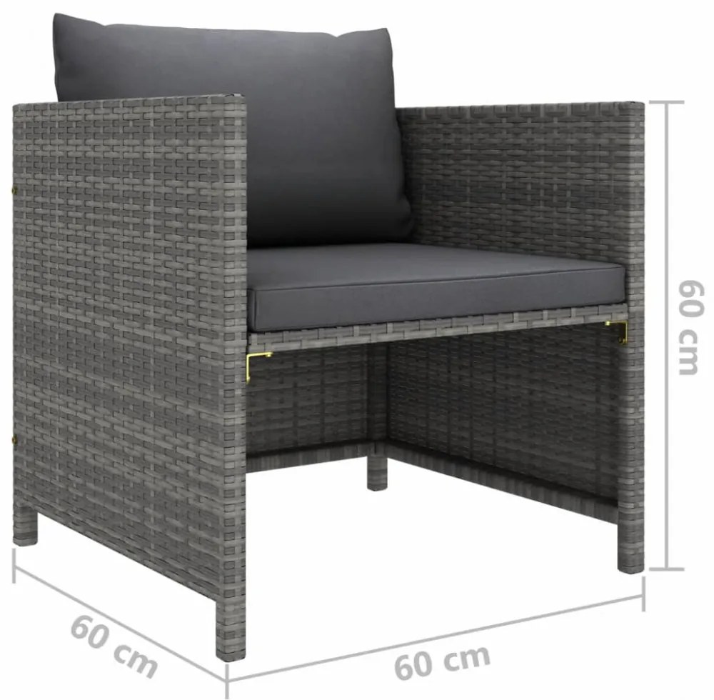 szürke polyrattan kerti kanapé párnákkal