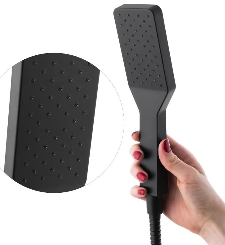 Erga Bahia, fali zuhanycsap kézi pontkészlettel, fekete matt, ERG-YKA-BW.BAHIA-BLK