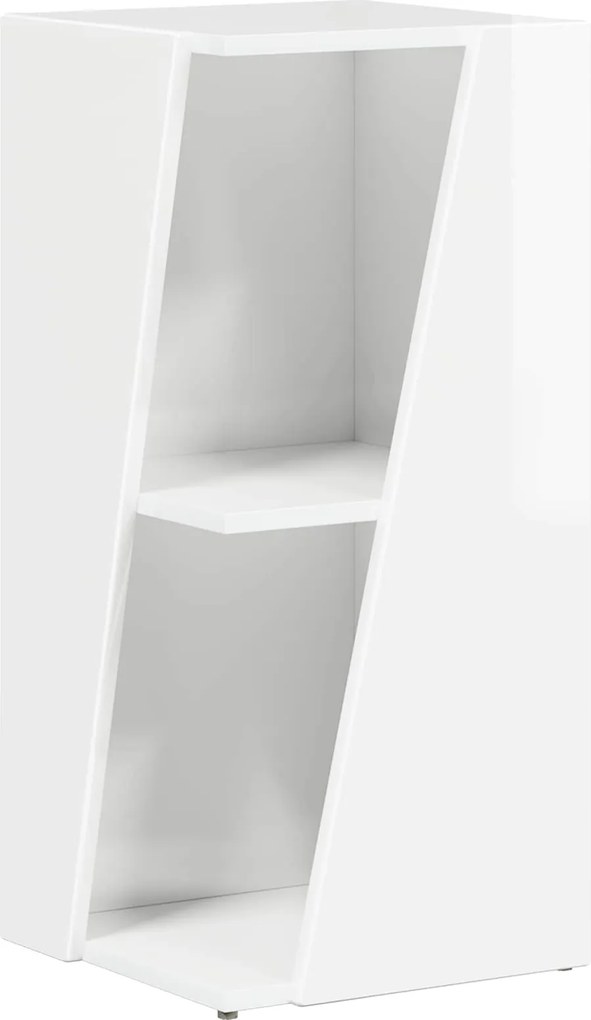 vidaXL Oldalsó polc Magas Fényű Fehér 33 x 32 x 70,5 cm Faanyag