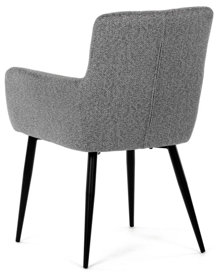 Scaun de sufragerie elegant cu brațe, stofă gri, metal negru