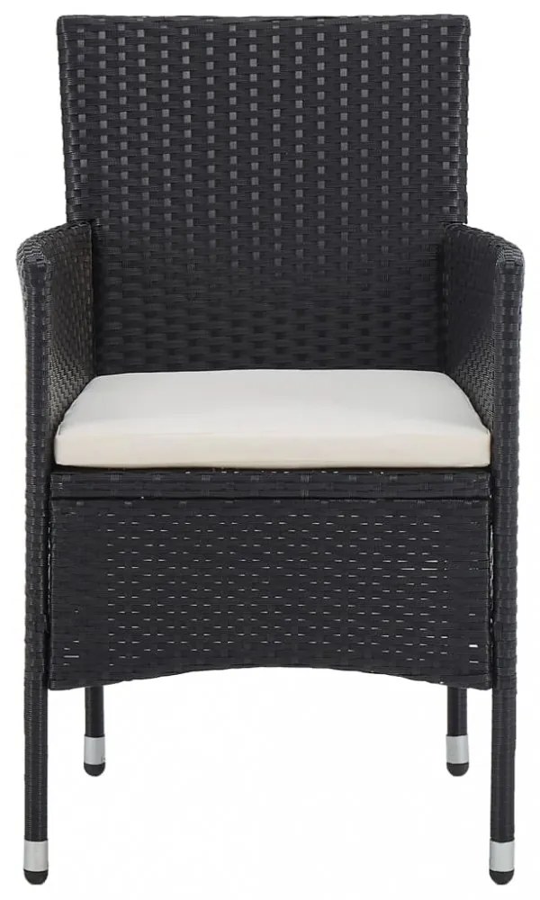 2 db fekete polyrattan kerti szék