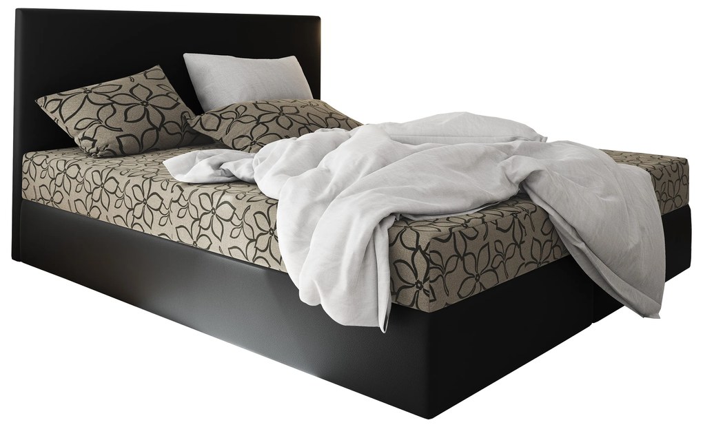 Franciaágy  Boxspring 180 cm Lilac (minta + fekete) (matraccal és tárolóhellyel). 1046662