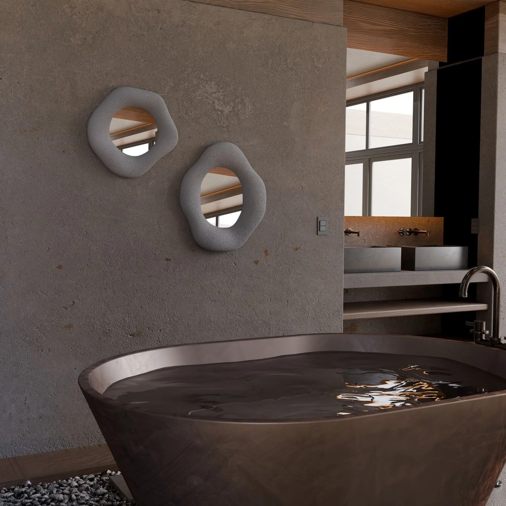Dekoratív tükör Szett (2 db)Wabi Sabi Lune - Betonszürke