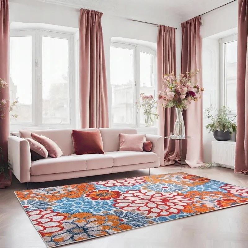 Dekorációs szőnyeg színes virágokkal 120x170cm Volga csúszásgátló réteggel