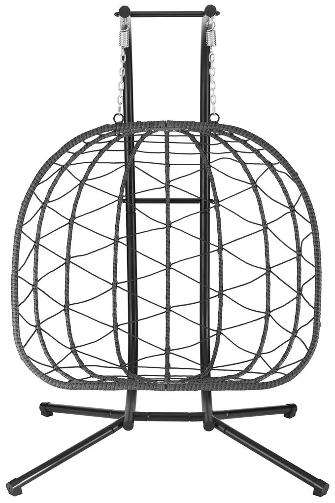 Juskys Rattan függő dupla fotel Aria - sötétszürke