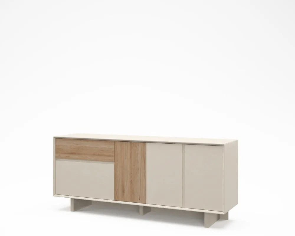 Bézs-natúr színű komód tölgyfa dekorral 180x76x45 cm Carpi – Marckeric