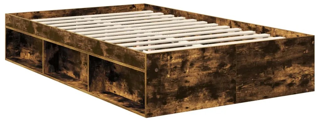 vidaXL Ágykeret fejtámlával Füstölt tölgy 120 x 190 cm Tömör fenyőfa