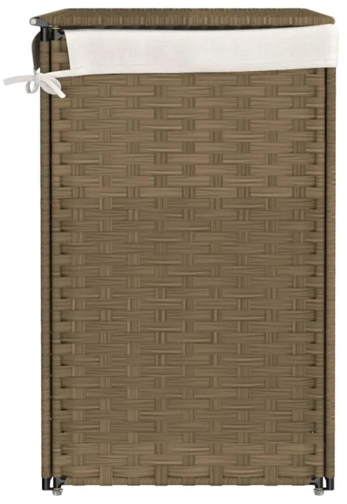 polyrattan szennyeskosár 2 rekesszel 53x33x57 cm