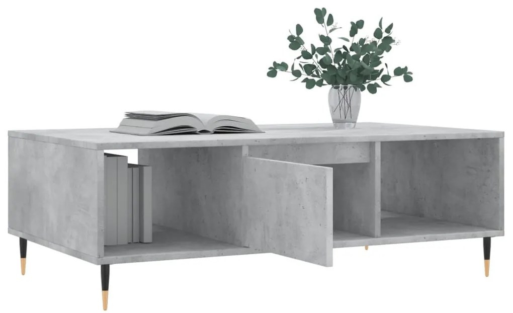 Betonszürke szerelt fa dohányzóasztal 104 x 60 x 35 cm