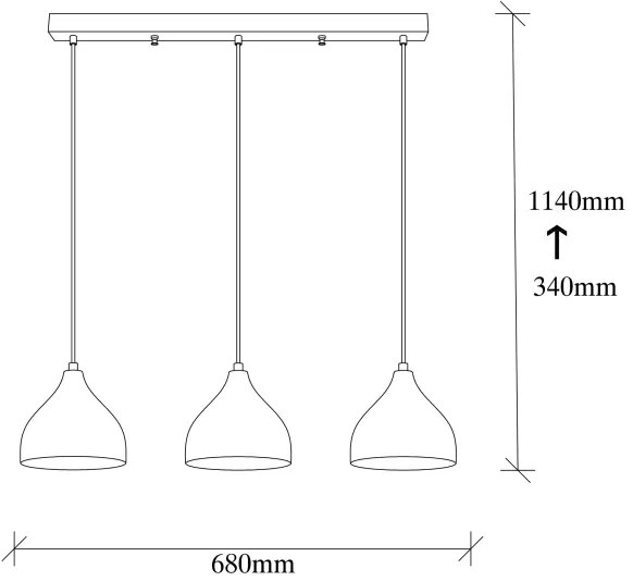 Csillár zsinóron TATTOO 3xE27/40W/230V