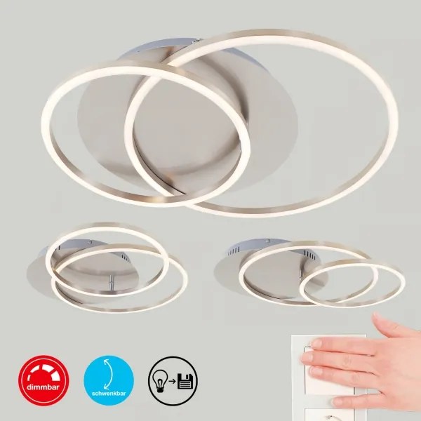 Fényerőszabályozható LED mennyezeti lámpa, 28 W, 230 V, 3000 K, matt króm