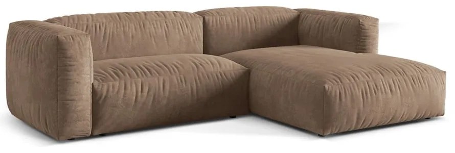 Világosbarna bársony moduláris sarokkanapé (jobb oldali-heverő résszel) Martina – Micadoni