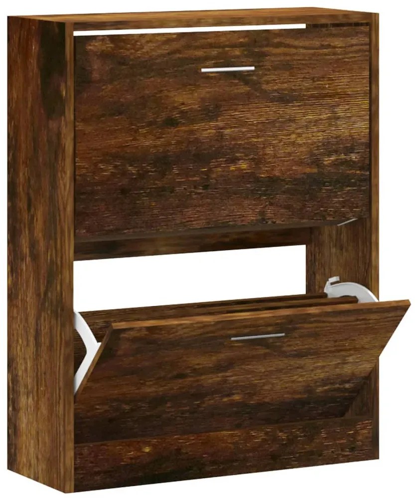 vidaXL füstös tölgy színű szerelt fa cipősszekrény 63x24x81 cm