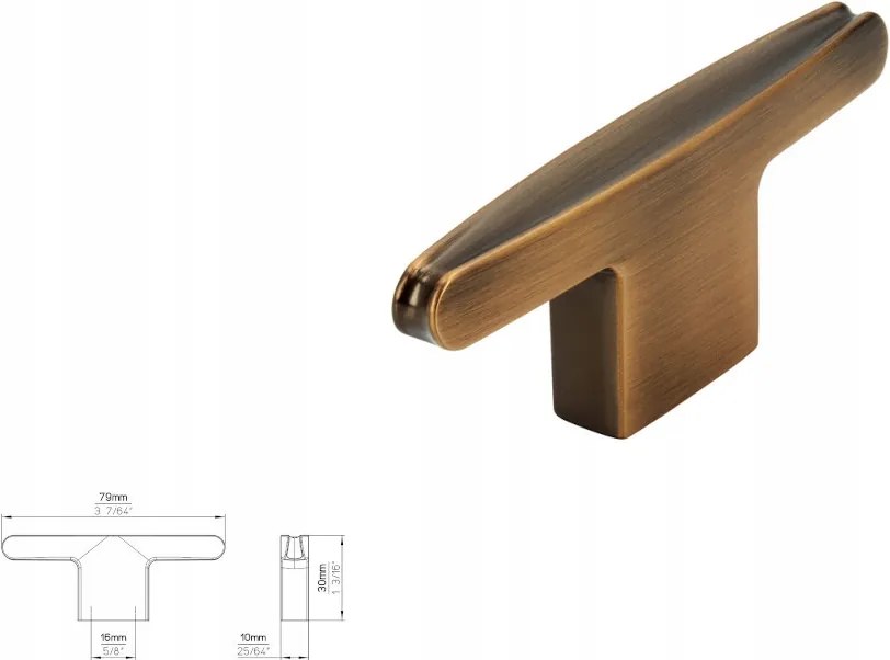Bútorfogantyú Siro 2570-80ZN79 régi szálcsiszolt sárgaréz