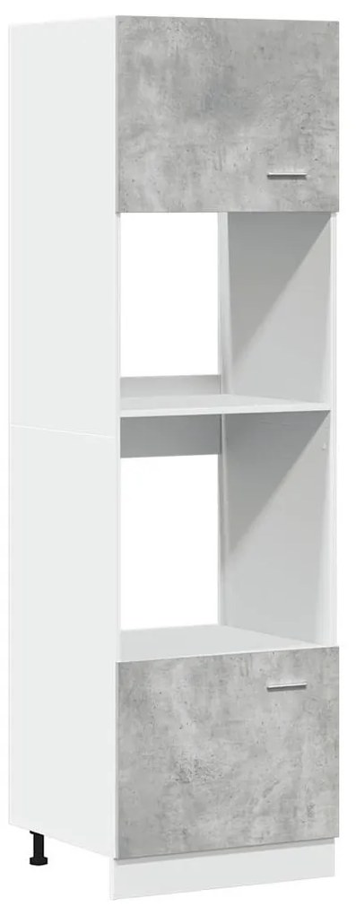 betonszürke forgácslap mikrohullámú sütő szekrény 60x57x207 cm