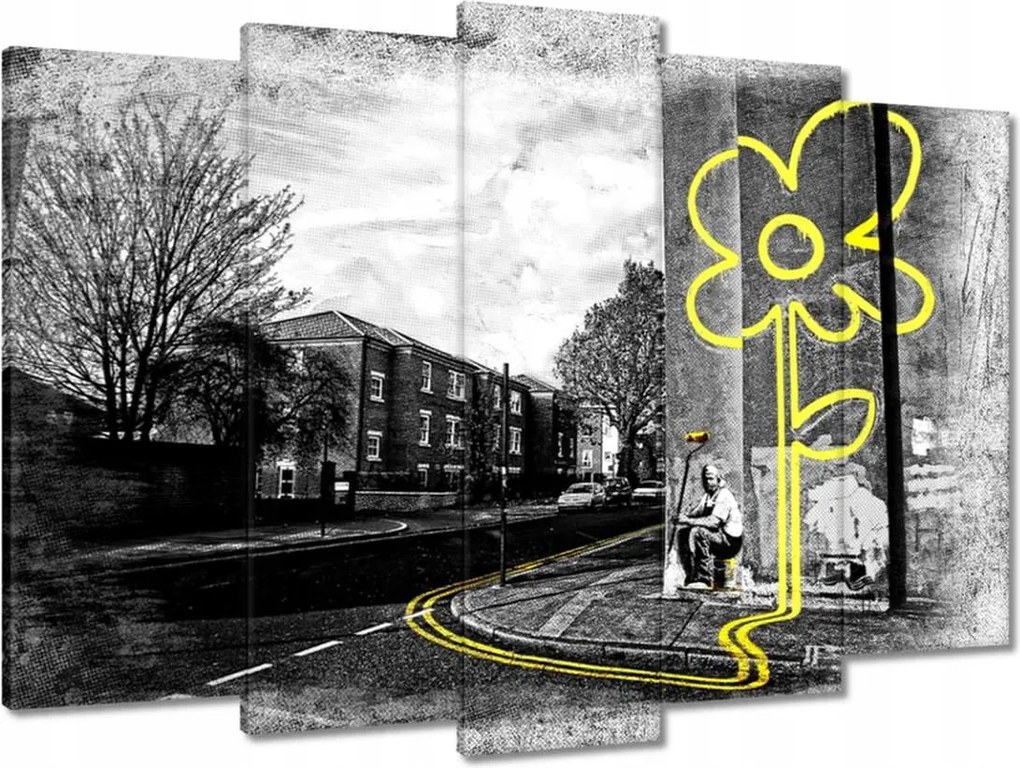 Vászonkép 70x50 Banksy sárga virág