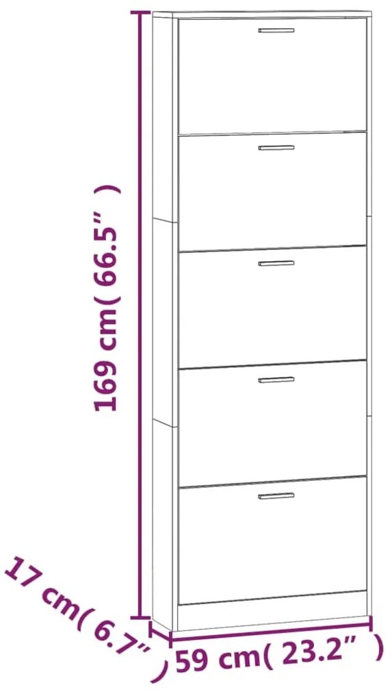 fekete szerelt fa cipősszekrény 59 x 17 x 169 cm
