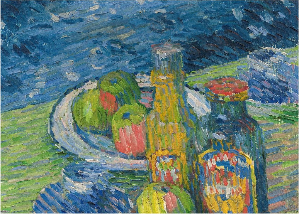 Kép - Alexej von Jawlensky, Still Life with Bottles and Fruit, reprodukciók (70x50 cm)