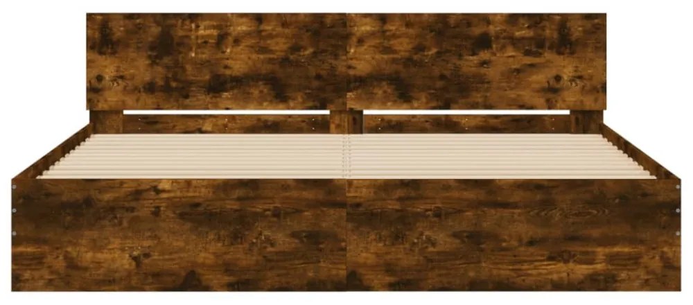 füstös tölgy színű ágykeret fejtámlával 200 x 200 cm