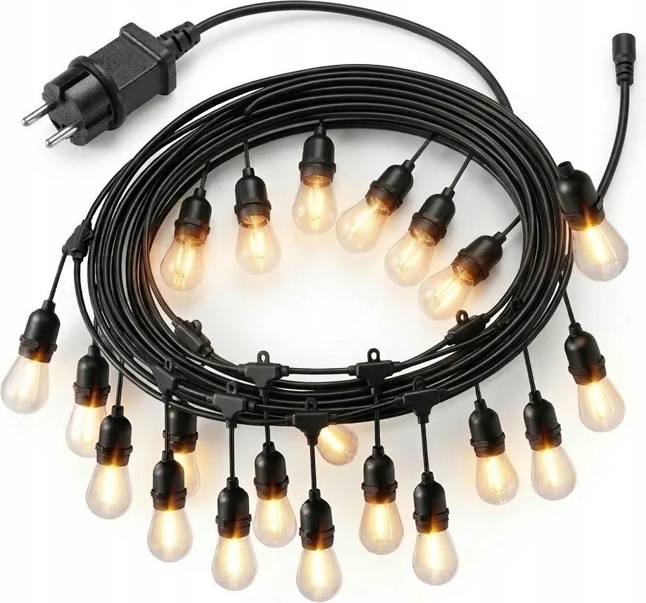 Kerti fényfüzér lánc 20 x Led 20m kerti lámpa 9W Bauerkra