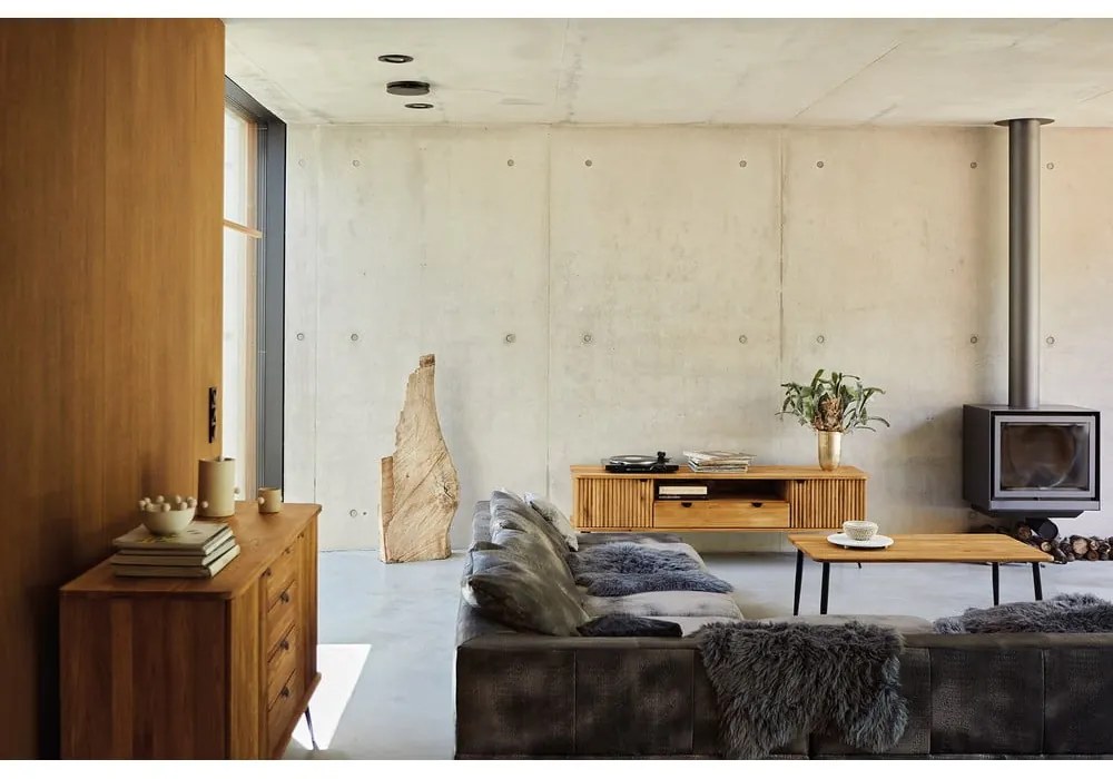 Natúr színű tölgyfa dohányzóasztal 90x90 cm Kula – The Beds