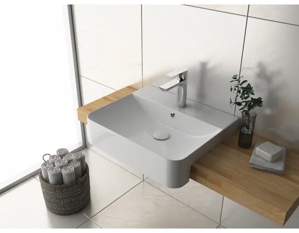 Isvea - Félbeépített mosdó SOTT AQUA 59x49 cm kerámia/fehér