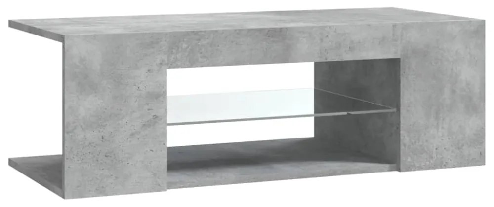 betonszürke TV-szekrény LED lámpákkal 90 x 39 x 30 cm