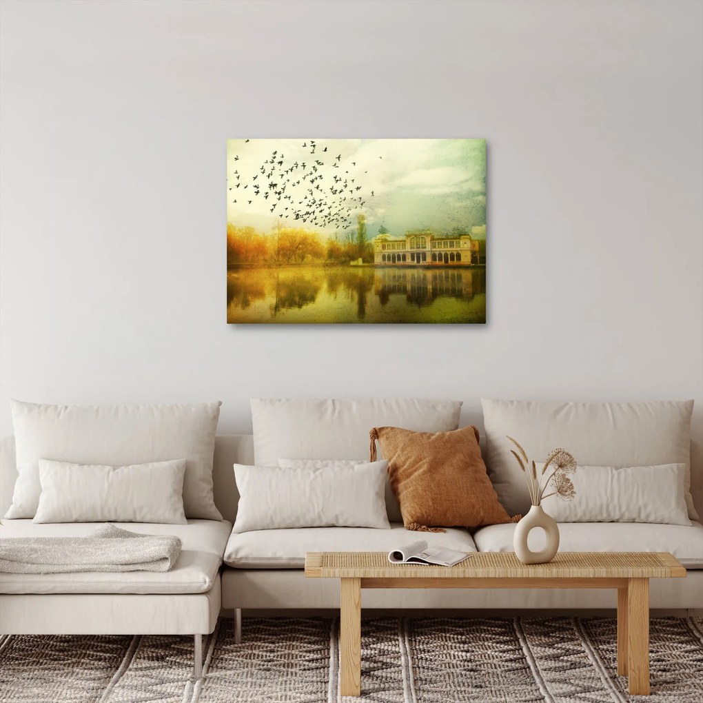 A festett táj képe lakóhelyel (70x50 cm)