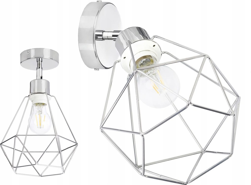 Fali Lámpa mozgás loft vezeték E27 króm