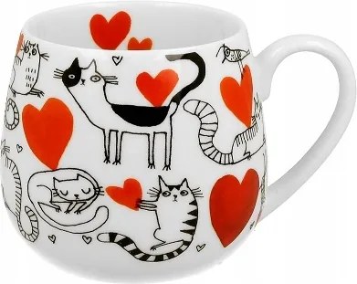 Macskás világ bögre ajándékdobozban Szívek hordó 430 ml