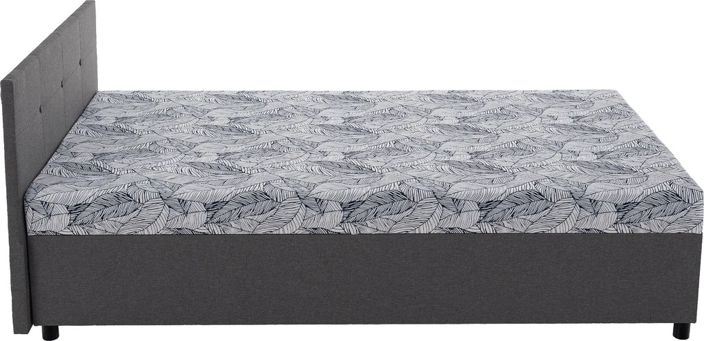 Ágy, 110x200, molitán, szürke/mintás, SHERIN
